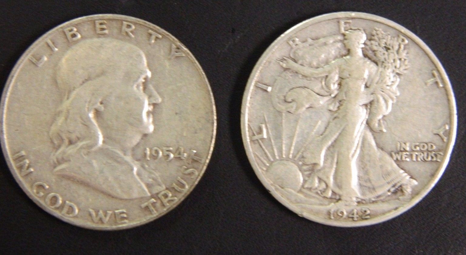 Walking Liberty and Franklin Half Dollar Lot, 90% Silver Coins $1 Face Value - Image 2