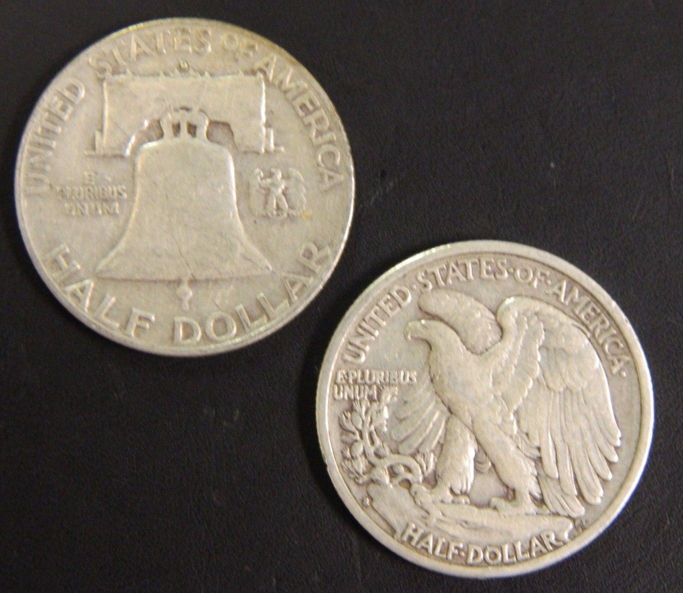 Walking Liberty and Franklin Half Dollar Lot, 90% Silver Coins $1 Face Value